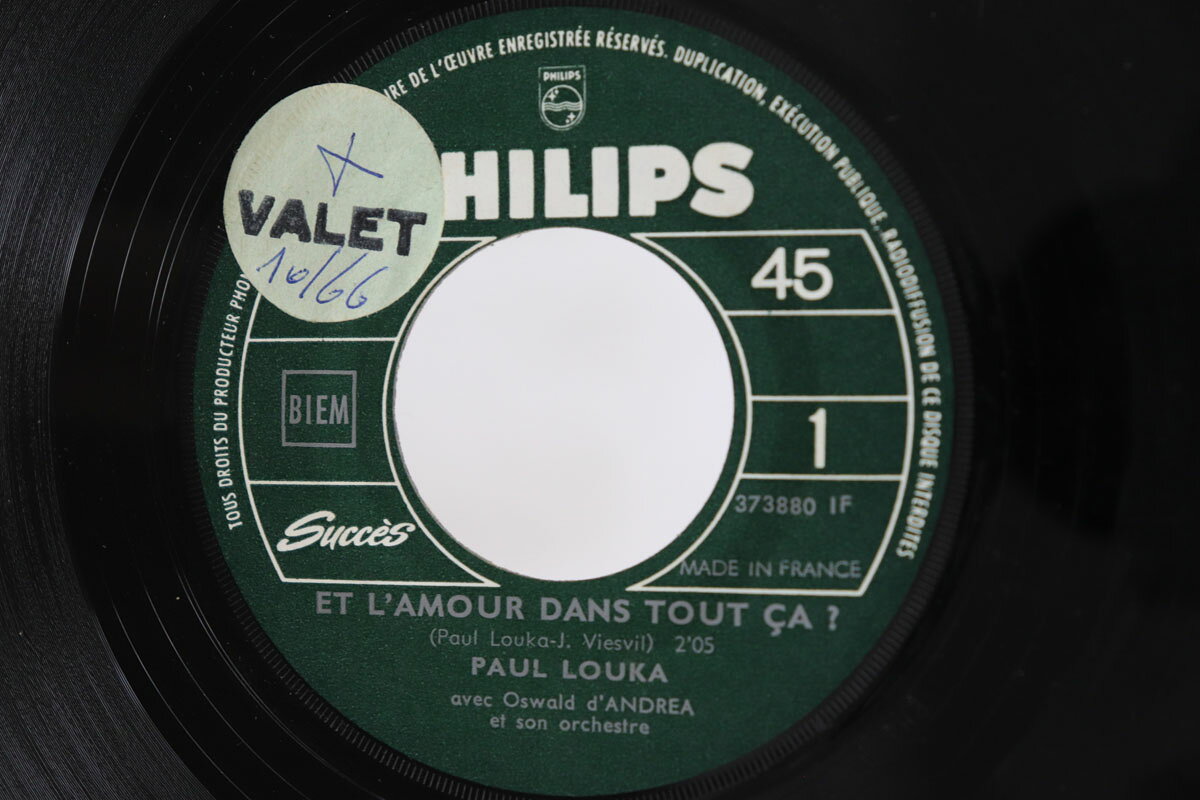 7” Paul Louka Et Lamour Dans Tout Ca / Vous Aviez Tort Ma Femme 373880 PHILIPS /00080