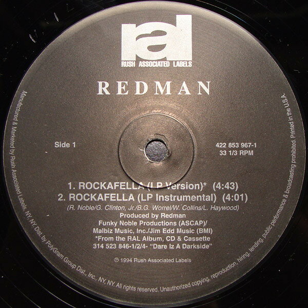 12” Redman Rockafella 4228539671 Rush Associated Labe /00250