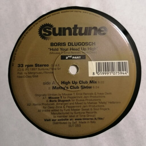 【中古】2x12” Boris Dlugosch Hold Your Head Up High (2 Nd Part + Limited Edition SUT059 Suntune /00500 【中古】2x12” Boris Dlugosch Hold Your Head Up High (2 Nd Part + Limited Edition SUT059 Suntune /00500
