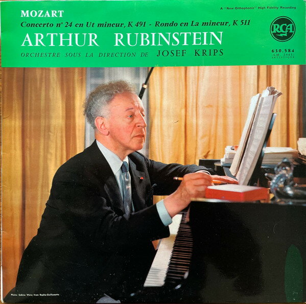 【中古】仏LP Mozart, Arthur Rubinstein, Orc Concerto No 24 En Ut Mineur, K 491 / Rondo En La Mi 630584 RCA /00260