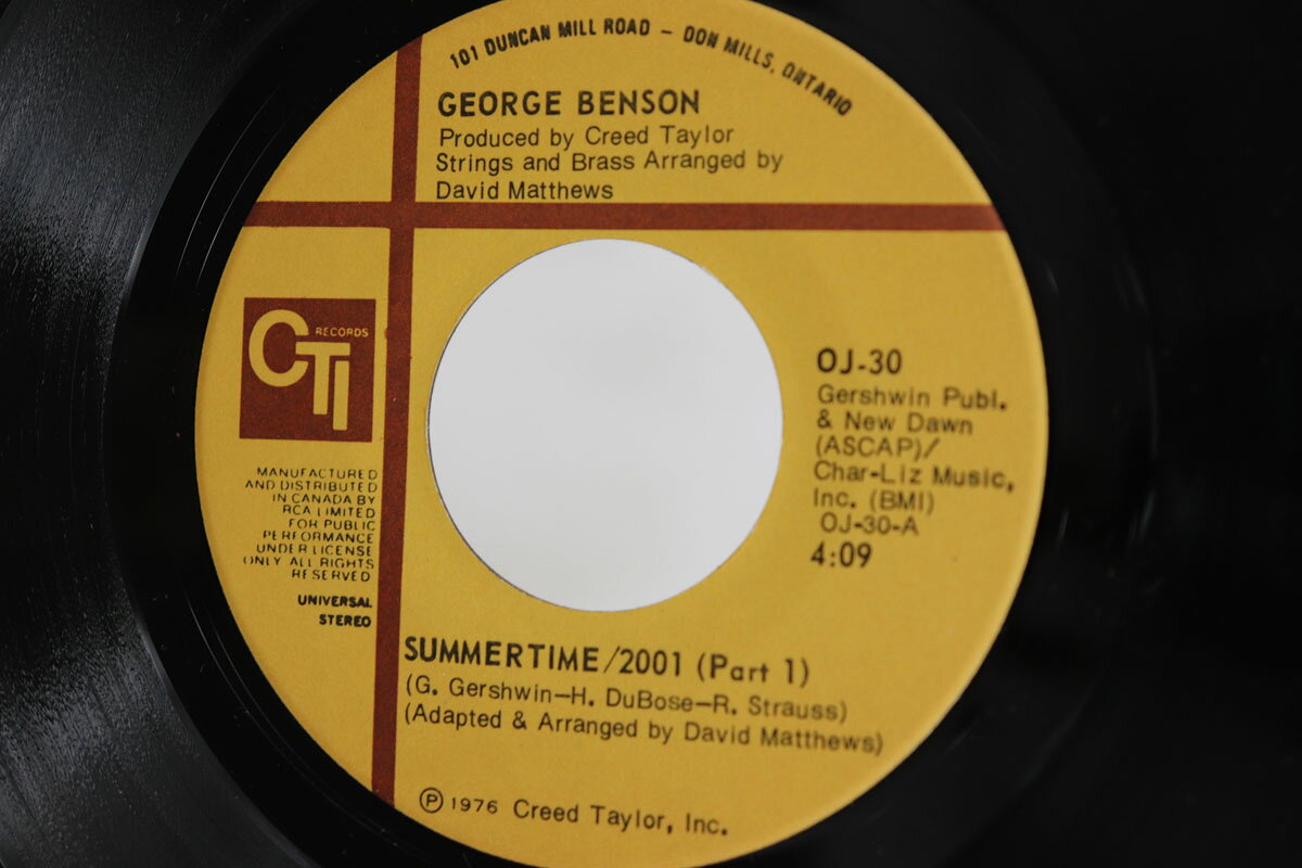 【中古】7” George Benson Summertime/2001 (Part1) / Summertime/2001 (Part2) OJ30 CTI Records /00080