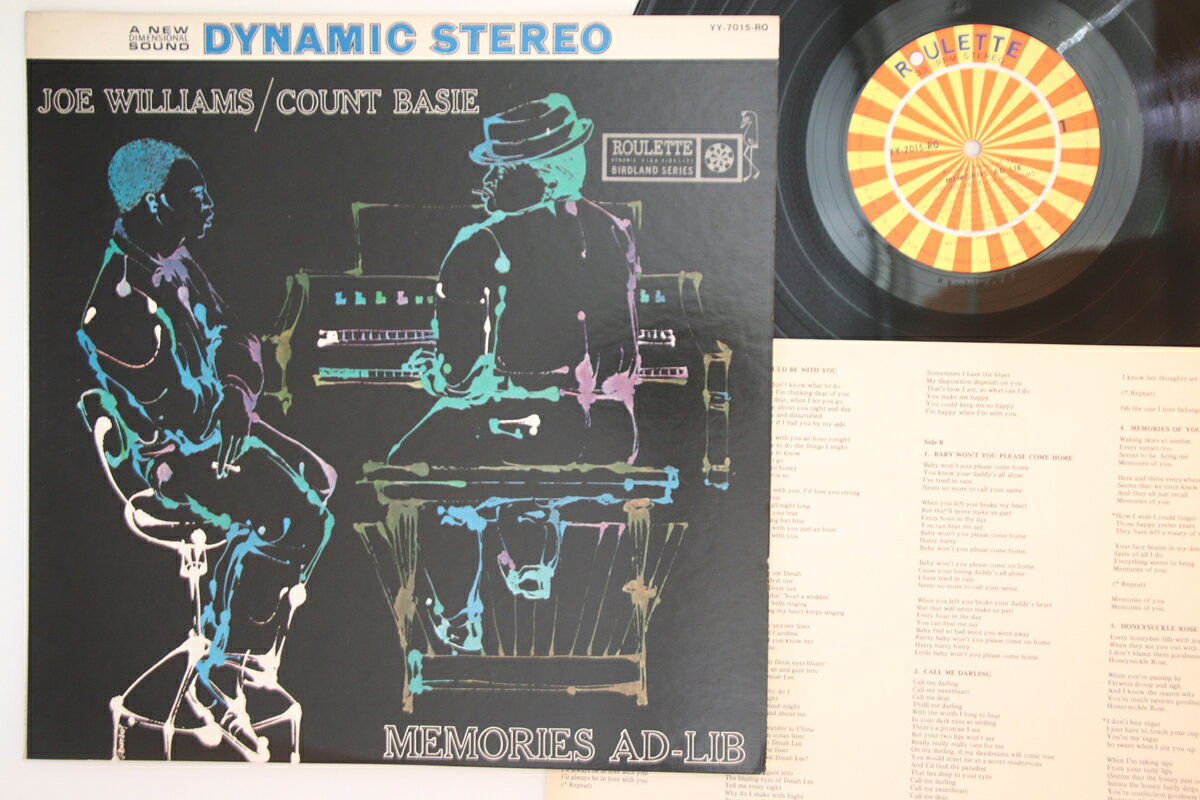 ・アーティスト Joe Williams, Count Basie ・タイトル Memories Ad-lib ・レーベル・型番 ROULETTE YY7015RO ・フォーマット LPレコード ・コンディション(盤) 非常に良い(EX) ・コンディション(ジャケット) 良い (VG+) ・コンディション(帯) オビなし ・特記事項 【ライナー付き】 【ライナーダメージ】 実際に発送される商品の画像です 【ご購入前に必ずご確認ください】 ・本店サイト(www.recordcity.jp)とは価格、送料が違います ・本店サイト、その他支店のオーダーとは同梱発送できません ・注文確定後に別の注文を頂いた場合、注文同士の同梱は致しかねます。 ・別倉庫から発送しているため、店頭受け渡しは対応しておりません ・一部商品は他の通販サイトでも販売しているため、ご注文のタイミングによっては商品のご用意ができない場合がございます。 ・土日祝日はお休みです 金曜・祝前日9時以降のご連絡またはご入金は、返答または発送が週明け・祝日明けに順次対応となります。 ・ご購入後のキャンセル不可 ご購入後のキャンセルはいかなる理由においてもお受けできません。ご了承の上、ご購入くださいませ。 ・日本郵便(ゆうパック/ゆうメール)によるお届けになります。 ・中古品であることをご理解ください 当ストアでは中古商品を主に販売しております。中古品であることをご理解の上ご購入ください。また、一部商品はRecordCityオンラインストアで試聴可能です。 ・返品について お客様のご都合による返品は一切承っておりません。 表記の内容と実際の商品に相違がある場合、また針飛び等で返品・返金をご希望される場合は、商品の到着後1週間以内にご連絡ください。商品の返送をこちらで確認後、キャンセル・返金を行います。 コンディションVG以下の商品は返品できません。プレイに影響のない表面のこすれ傷、プレス起因のノイズ盤は返品の対象外です。 【コンディション表記】 ・ほぼ新品(M-)(Like New) 完全な新品。未使用。当店ではほぼ使用しません ・非常に良い(EX)(Excellent) 中古盤として美品な状態。わずかな経年を感じるものの傷みを感じさせない、当店基準で最高の状態 ・良い(VG+)(Very Good Plus) 丁寧に扱われた中古品で、軽い使用感がみられる。 ・可(VG)(Acceptable) 使い込まれた中古品で、「良い」よりもさらに使用感がみられる。 ・悪い(VG-)(Bad) 状態が悪いアイテム。使用の保障はなく、再生不可、針飛び、目立つノイズがあるかもしれない。状態によるクレーム不可。返品不可。 ・非常に悪い(G)(Very Bad) 「悪い」よりさらに状態が悪いアイテム。使用の保障はなく、再生不可、針飛び、目立つノイズがあるかもしれない。状態によるクレーム不可。返品不可。 ・ジャンク(Fair)(Junk/Fair) 割れている、反っている、水ダメージがある、カビ、ジャケットが分離している、ひどい書き込み、ひどい擦れなど最低の状態。使用の保障はなく、再生不可、針飛び、目立つノイズがあるかもしれない。状態によるクレーム不可。返品不可。 ・ジャンク(Poor)(Junk/Poor) 割れている、反っている、水ダメージがある、カビ、ジャケットが分離している、ひどい書き込み、ひどい擦れなど最低の状態。使用の保障はなく、再生不可、針飛び、目立つノイズがあるかもしれない。状態によるクレーム不可。返品不可。