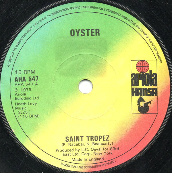 Artist Name: G - 【中古】7” Oyster Saint Tropez AHA547 Ariola Hansa /00080