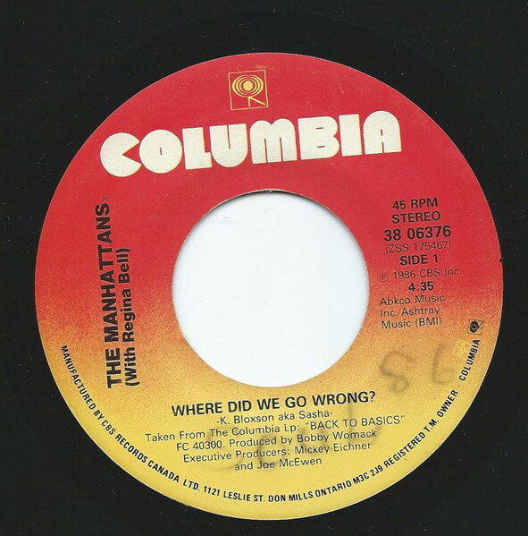 【中古】加7” Manhattans Where Did We Go Wrong 3806376 Columbia /00080