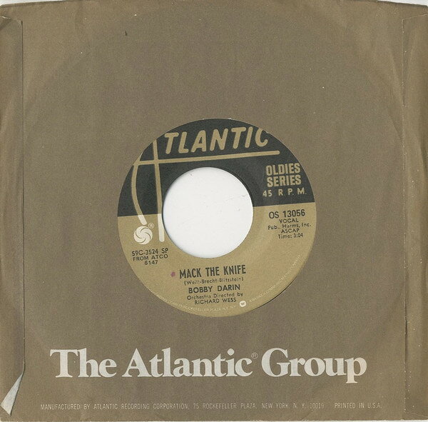 【中古】米7” Bobby Darin Mack The Knife / Beyond The Sea OS13056 Atlantic /00080