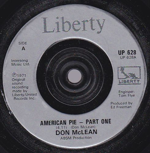 Artist Name: Q - 【中古】7” Don McLean American Pie UP628 Liberty /00080