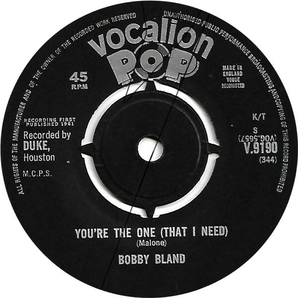 7” Bobby Bland Youre The One (That I Need) V9190 Vocalion Pop /00080