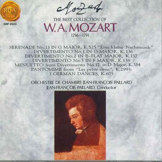 【中古】CD ジャン＝フランソワ・パイヤール モーツァルト：アイネクライネ・ナハトムジーク、他 DRF2603 RCA /00110