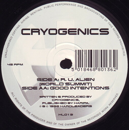 【中古】英12” Cryogenics R. U. Alien (World Summit) / Good Intentions HL013 Hardleaders /00250 【中古】英12” Cryogenics R. U. Alien (World Summit) / Good Intentions HL013 Hardleaders /00250