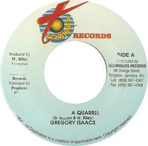 【中古】ジャマイカ7” Gregory Isaacs We Had A Quarrel NONE Techniques /00080