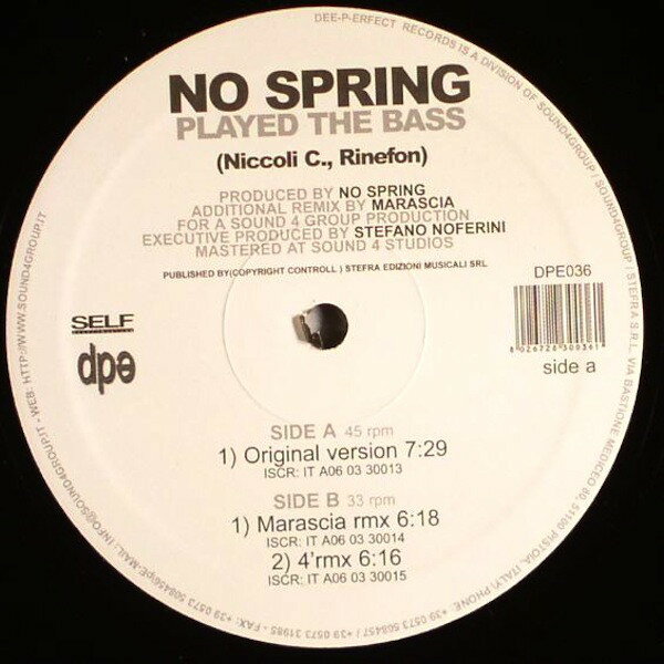 Artist Name: J - 【中古】伊12” No Spring Played In The Bass DPE036 Dee-P-erfect /00250