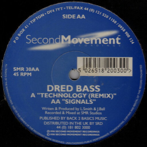 【中古】英12” Dred Bass Technology (Remix) / Signals SMR30 Second Movement Reco /00250 【中古】英12” Dred Bass Technology (Remix) / Signals SMR30 Second Movement Reco /00250