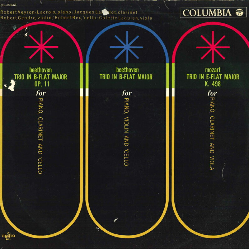 【中古】LP Jacques Lancelot, Robert Veyro Beethoven Trio B-flat Major Op.11, Little Trio B-fl OL3302 COLUMBIA /00260