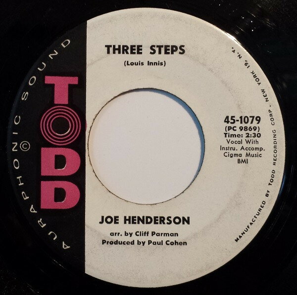 Artist Name: S - 【中古】7” Joe Henderson Three Steps 451079 Todd /00080