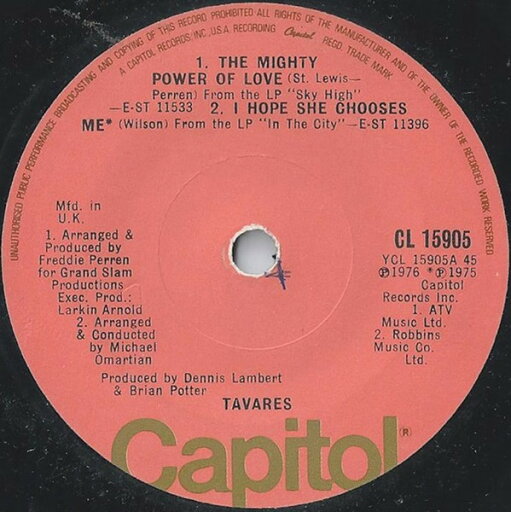 【中古】英7” Tavares The Mighty Power Of Love CL15905 Capitol Records /00080 【中古】英7” Tavares The Mighty Power Of Love CL15905 Capitol Records /00080