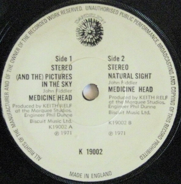 【中古】英7” Medicine Head (And The) Pictures In The Sky DAN7003 Dandelion Records /00080