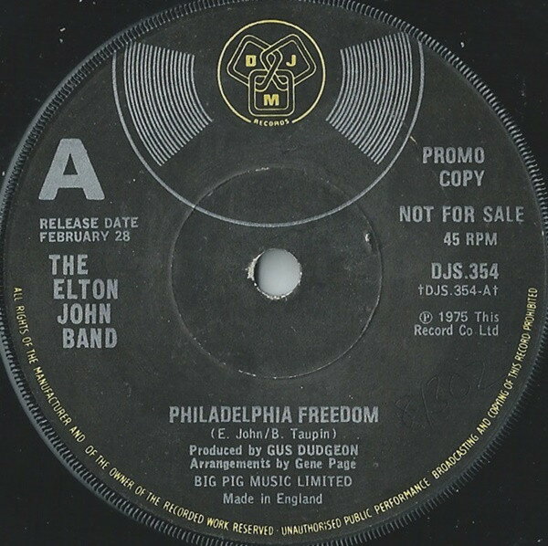 š۱7 Elton John Band Philadelphia Freedom DJS354PROMO DJM Records ...