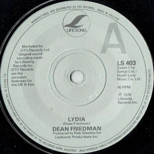 【中古】英7” Dean Friedman Lydia LS403 Lifesong /00080 【中古】英7” Dean Friedman Lydia LS403 Lifesong /00080