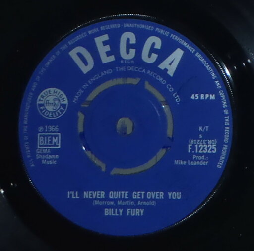 【中古】英7” Billy Fury Ill Never Quite Get Over You F12325 Decca /00080 【中古】英7” Billy Fury Ill Never Quite Get Over You F12325 Decca /00080