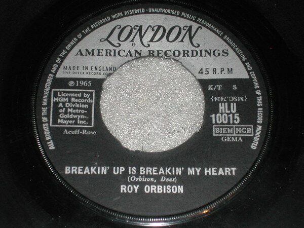 【中古】英7” Roy Orbison Breakin Up Is Breakin My Heart HLU10015 London Records, Lond /00080