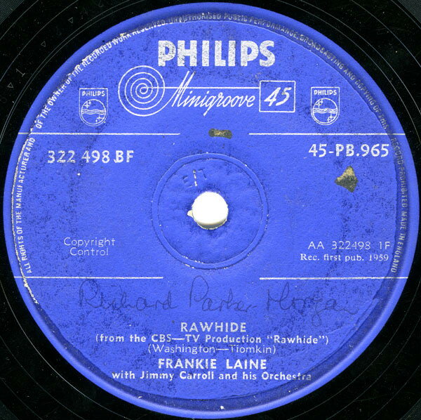 【中古】英7” Frankie Laine, Jimmy Carroll & Rawhide 45PB965 Philips /00080