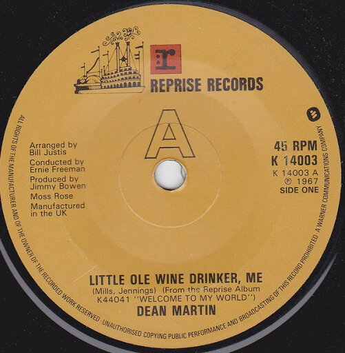 【中古】英7” Dean Martin Little Ole Wine Drinker, Me K14003 Reprise Records /00080 【中古】英7” Dean Martin Little Ole Wine Drinker, Me K14003 Reprise Records /00080