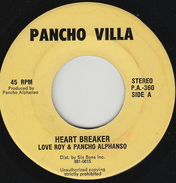 【中古】米7” Love Roy &amp; Pancho Alphanso Heart Breaker PA360 Pancho Villa Records /00080