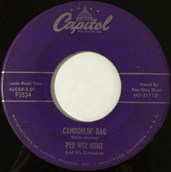 【中古】米7” Pee Wee Hunt & His Orchestra Canoodlin Rag / Ill See You In Cuba F3534 Capitol Records /00080