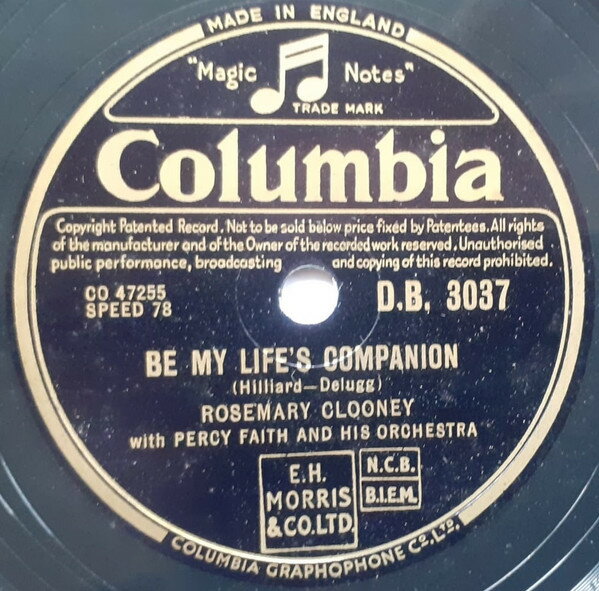【中古】英78RPM/SP Rosemary Clooney, Percy Faith Be My Lifes Companion / Poor Whip - Poor Will D..