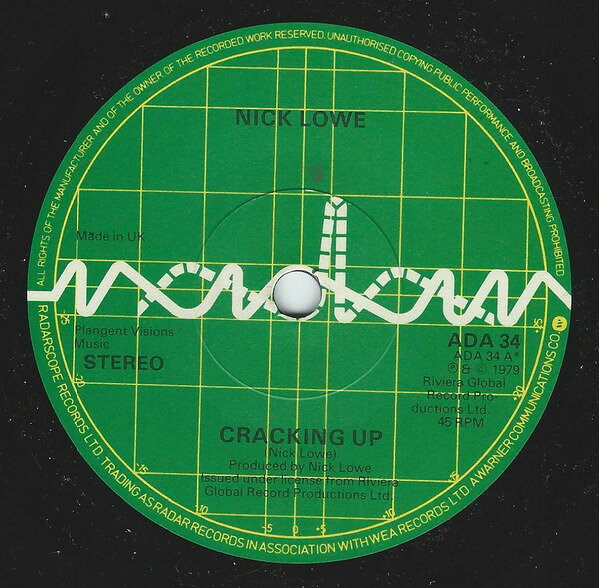 【中古】7” Nick Lowe Cracking Up ADA34 Radar Records /00080