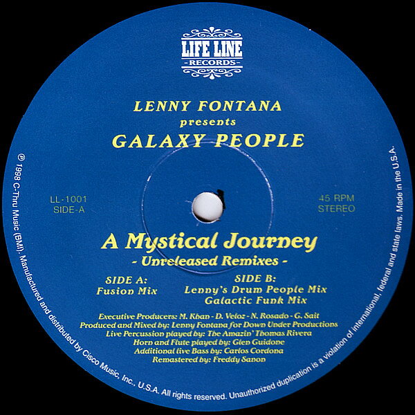 【中古】12” Lenny Fontana, Galaxy People A Mystical Journey - Unreleased Remixes LL1001 Life Line /00250
