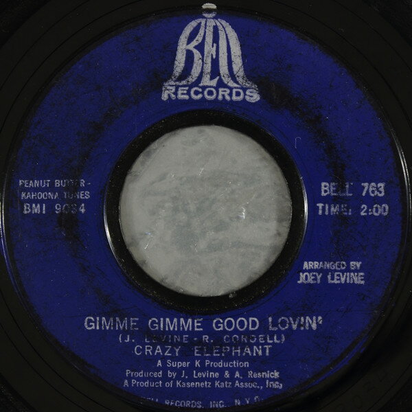 【中古】米7” Crazy Elephant Gimme Gimme Good Lovin / Hips And Lips BELL763 Bell Records /00080