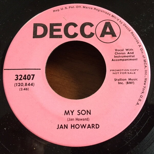 š7 Jan Howard My Son / The Tip Of My Fingers 32407 Decca /00080