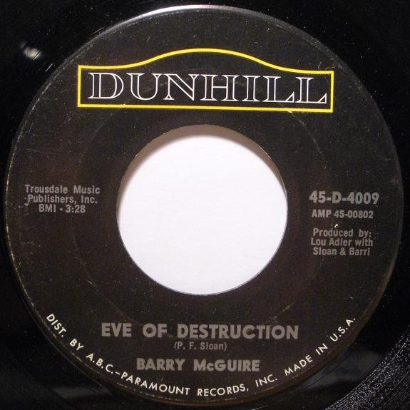 【中古】米7” Barry McGuire Eve Of Destruction 45D4009 Dunhill /00080