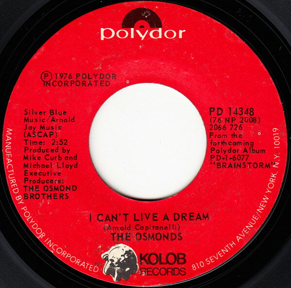 【中古】米7” Osmonds I Cant Live A Dream / Check It Out PD14348 Polydor /00080