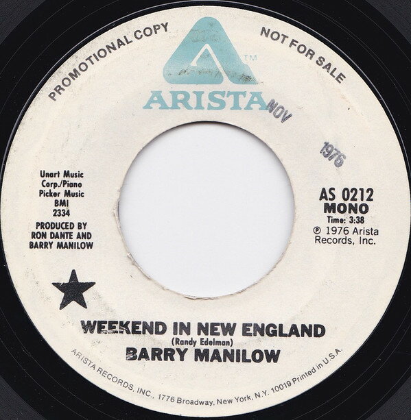 ・アーティスト Barry Manilow ・タイトル Weekend In New England ・レーベル・型番 Arista AS0212 ・フォーマット 7インチレコード ・コンディション(盤) 可 (VG) ・コンディション(ジャケット) プレインカバー（元ジャケット／カバー無し） ・コンディション(帯) オビなし ・特記事項 【盤に薄い跡】【レーベルにダメージ】【レーベルにシール付着】 サンプル画像です。実際の商品の画像ではありません 商品写真はバーコード/カタログ番号に対応したサンプル画像ですので、お送りする商品の画像ではありません。帯やライナーなどの付属品は、特記事項に記載されている場合のみ含まれます。プロモやカラーレコードなどの仕様についても、該当する場合のみ特記事項に記載しています。 【ご購入前に必ずご確認ください】 ・本店サイト(www.recordcity.jp)とは価格、送料が違います ・本店サイト、その他支店のオーダーとは同梱発送できません ・注文確定後に別の注文を頂いた場合、注文同士の同梱は致しかねます。 ・別倉庫から発送しているため、店頭受け渡しは対応しておりません ・一部商品は他の通販サイトでも販売しているため、ご注文のタイミングによっては商品のご用意ができない場合がございます。 ・土日祝日はお休みです 金曜・祝前日9時以降のご連絡またはご入金は、返答または発送が週明け・祝日明けに順次対応となります。 ・ご購入後のキャンセル不可 ご購入後のキャンセルはいかなる理由においてもお受けできません。ご了承の上、ご購入くださいませ。 ・日本郵便(ゆうパック/ゆうメール)によるお届けになります。 ・中古品であることをご理解ください 当ストアでは中古商品を主に販売しております。中古品であることをご理解の上ご購入ください。また、一部商品はRecordCityオンラインストアで試聴可能です。 ・返品について お客様のご都合による返品は一切承っておりません。 表記の内容と実際の商品に相違がある場合、また針飛び等で返品・返金をご希望される場合は、商品の到着後1週間以内にご連絡ください。商品の返送をこちらで確認後、キャンセル・返金を行います。 コンディションVG以下の商品は返品できません。プレイに影響のない表面のこすれ傷、プレス起因のノイズ盤は返品の対象外です。 【コンディション表記】 ・ほぼ新品(M-)(Like New) 完全な新品。未使用。当店ではほぼ使用しません ・非常に良い(EX)(Excellent) 中古盤として美品な状態。わずかな経年を感じるものの傷みを感じさせない、当店基準で最高の状態 ・良い(VG+)(Very Good Plus) 丁寧に扱われた中古品で、軽い使用感がみられる。 ・可(VG)(Acceptable) 使い込まれた中古品で、「良い」よりもさらに使用感がみられる。 ・悪い(VG-)(Bad) 状態が悪いアイテム。使用の保障はなく、再生不可、針飛び、目立つノイズがあるかもしれない。状態によるクレーム不可。返品不可。 ・非常に悪い(G)(Very Bad) 「悪い」よりさらに状態が悪いアイテム。使用の保障はなく、再生不可、針飛び、目立つノイズがあるかもしれない。状態によるクレーム不可。返品不可。 ・ジャンク(Fair)(Junk/Fair) 割れている、反っている、水ダメージがある、カビ、ジャケットが分離している、ひどい書き込み、ひどい擦れなど最低の状態。使用の保障はなく、再生不可、針飛び、目立つノイズがあるかもしれない。状態によるクレーム不可。返品不可。 ・ジャンク(Poor)(Junk/Poor) 割れている、反っている、水ダメージがある、カビ、ジャケットが分離している、ひどい書き込み、ひどい擦れなど最低の状態。使用の保障はなく、再生不可、針飛び、目立つノイズがあるかもしれない。状態によるクレーム不可。返品不可。