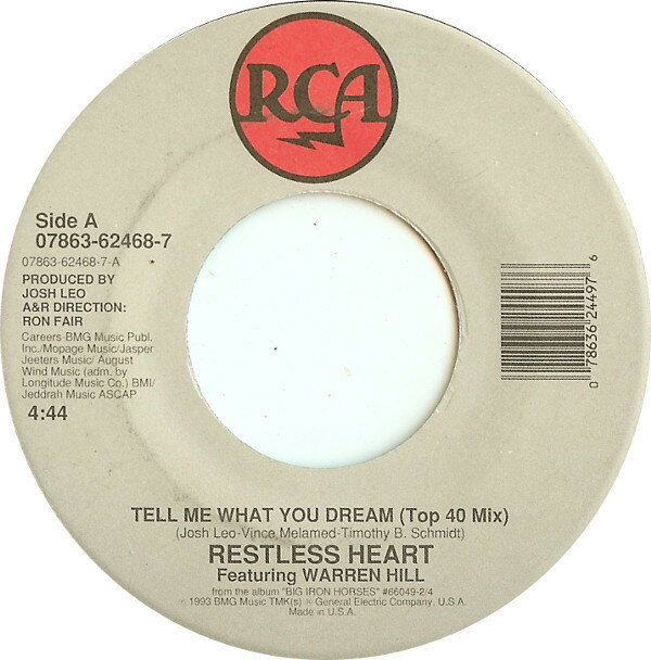 【中古】米7” Restless Heart Tell Me What You Dream 07863624687 RCA /00080