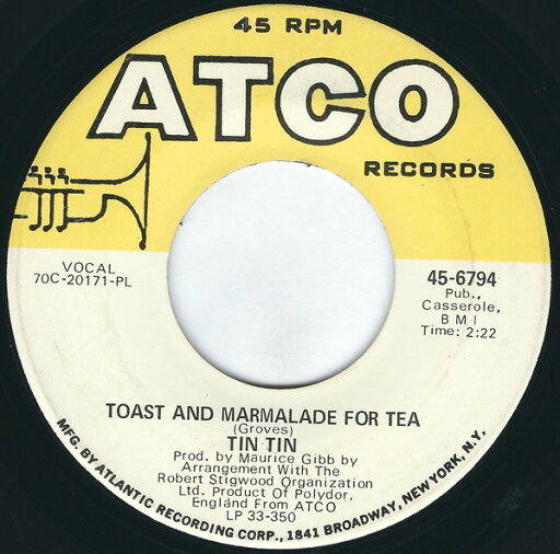 【中古】米7” Tin Tin (5) Toast And Marmalade For Tea 456794 ATCO Records /00080 【中古】米7” Tin Tin (5) Toast And Marmalade For Tea 456794 ATCO Records /00080