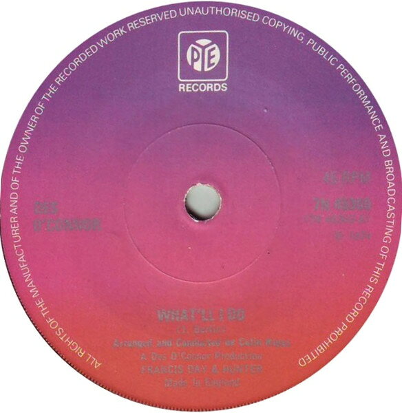 ・アーティスト Des O'Connor ・タイトル What'll I Do ・レーベル・型番 Pye Records 7N45369 ・フォーマット 7インチレコード ・コンディション(盤) 良い (VG+) ・コンディション(ジャケット) プレインカバー（元ジャケット／カバー無し） ・コンディション(帯) オビなし ・特記事項 【company sleeve】 サンプル画像です。実際の商品の画像ではありません 商品写真はバーコード/カタログ番号に対応したサンプル画像ですので、お送りする商品の画像ではありません。帯やライナーなどの付属品は、特記事項に記載されている場合のみ含まれます。プロモやカラーレコードなどの仕様についても、該当する場合のみ特記事項に記載しています。 【ご購入前に必ずご確認ください】 ・本店サイト(www.recordcity.jp)とは価格、送料が違います ・本店サイト、その他支店のオーダーとは同梱発送できません ・注文確定後に別の注文を頂いた場合、注文同士の同梱は致しかねます。 ・別倉庫から発送しているため、店頭受け渡しは対応しておりません ・一部商品は他の通販サイトでも販売しているため、ご注文のタイミングによっては商品のご用意ができない場合がございます。 ・土日祝日はお休みです 金曜・祝前日9時以降のご連絡またはご入金は、返答または発送が週明け・祝日明けに順次対応となります。 ・ご購入後のキャンセル不可 ご購入後のキャンセルはいかなる理由においてもお受けできません。ご了承の上、ご購入くださいませ。 ・日本郵便(ゆうパック/ゆうメール)によるお届けになります。 ・中古品であることをご理解ください 当ストアでは中古商品を主に販売しております。中古品であることをご理解の上ご購入ください。また、一部商品はRecordCityオンラインストアで試聴可能です。 ・返品について お客様のご都合による返品は一切承っておりません。 表記の内容と実際の商品に相違がある場合、また針飛び等で返品・返金をご希望される場合は、商品の到着後1週間以内にご連絡ください。商品の返送をこちらで確認後、キャンセル・返金を行います。 コンディションVG以下の商品は返品できません。プレイに影響のない表面のこすれ傷、プレス起因のノイズ盤は返品の対象外です。 【コンディション表記】 ・ほぼ新品(M-)(Like New) 完全な新品。未使用。当店ではほぼ使用しません ・非常に良い(EX)(Excellent) 中古盤として美品な状態。わずかな経年を感じるものの傷みを感じさせない、当店基準で最高の状態 ・良い(VG+)(Very Good Plus) 丁寧に扱われた中古品で、軽い使用感がみられる。 ・可(VG)(Acceptable) 使い込まれた中古品で、「良い」よりもさらに使用感がみられる。 ・悪い(VG-)(Bad) 状態が悪いアイテム。使用の保障はなく、再生不可、針飛び、目立つノイズがあるかもしれない。状態によるクレーム不可。返品不可。 ・非常に悪い(G)(Very Bad) 「悪い」よりさらに状態が悪いアイテム。使用の保障はなく、再生不可、針飛び、目立つノイズがあるかもしれない。状態によるクレーム不可。返品不可。 ・ジャンク(Fair)(Junk/Fair) 割れている、反っている、水ダメージがある、カビ、ジャケットが分離している、ひどい書き込み、ひどい擦れなど最低の状態。使用の保障はなく、再生不可、針飛び、目立つノイズがあるかもしれない。状態によるクレーム不可。返品不可。 ・ジャンク(Poor)(Junk/Poor) 割れている、反っている、水ダメージがある、カビ、ジャケットが分離している、ひどい書き込み、ひどい擦れなど最低の状態。使用の保障はなく、再生不可、針飛び、目立つノイズがあるかもしれない。状態によるクレーム不可。返品不可。