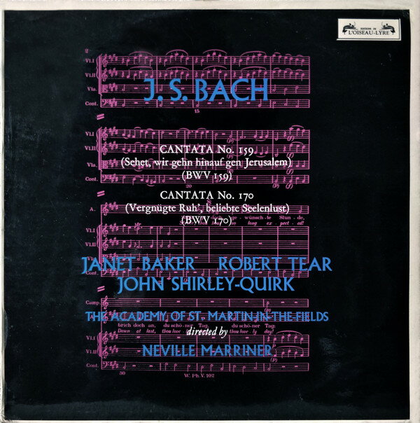 【中古】英LP J.s. Bach, Janet Baker, Robert Bach, Cantatas No. 159 & 170 SOL295 LOiseau-Lyre /00260