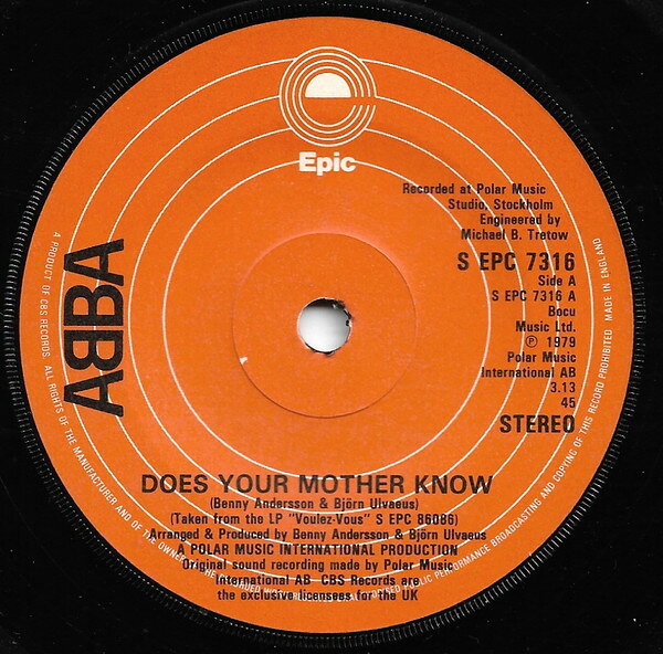 艺人名: Y - 【中古】7” ABBA Does Your Mother Know SEPC7316 Epic /00080