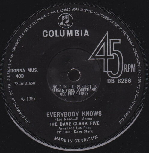 【中古】英7” Dave Clark Five Everybody Knows DB8286 Columbia /00080 【中古】英7” Dave Clark Five Everybody Knows DB8286 Columbia /00080