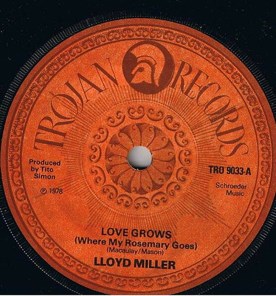 【中古】英7” Lloyd Miller Love Grows (Where My Rosemary Goes) TRO9033 TROJAN /00080