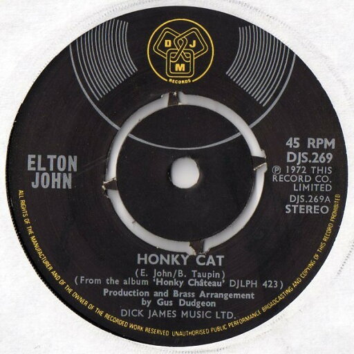 【中古】英7” Elton John Honky Cat DJS269 DJM Records /00080 【中古】英7” Elton John Honky Cat DJS269 DJM Records /00080