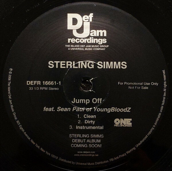 艺人名: R - 【中古】米12” Sterling Simms Jump Off DEFR166611PROMO Def Jam Recordings /00250