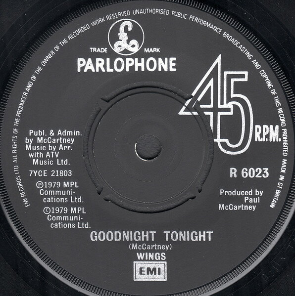 【中古】英7” Wings (2) Goodnight Tonight R6023 Parlophone /00080
