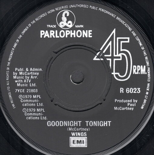 【中古】英7” Wings (2) Goodnight Tonight R6023 Parlophone /00080 【中古】英7” Wings (2) Goodnight Tonight R6023 Parlophone /00080