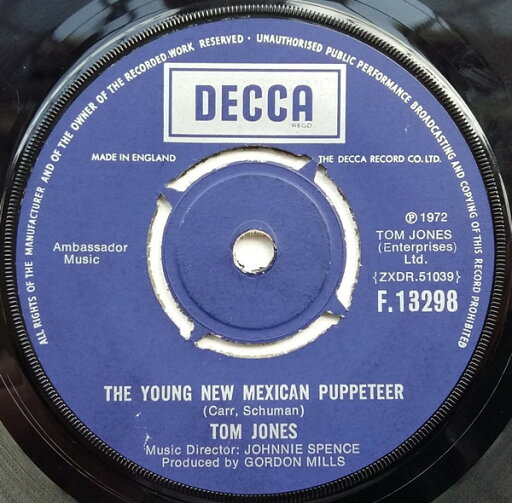 【中古】英7” Tom Jones The Young New Mexican Puppeteer F13298 Decca /00080 【中古】英7” Tom Jones The Young New Mexican Puppeteer F13298 Decca /00080