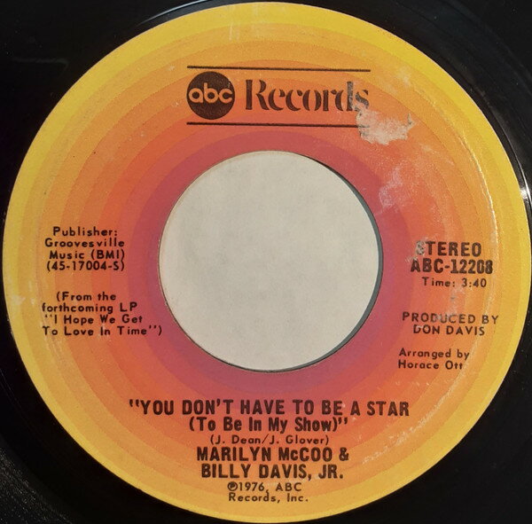 쥳ɥƥ ŷԾŹ㤨֡š7 Marilyn McCoo & Billy Davis Jr You Dont Have To Be A Star (To Be In My Show / Wev ABC12208 ABC Records /00080פβǤʤ638ߤˤʤޤ
