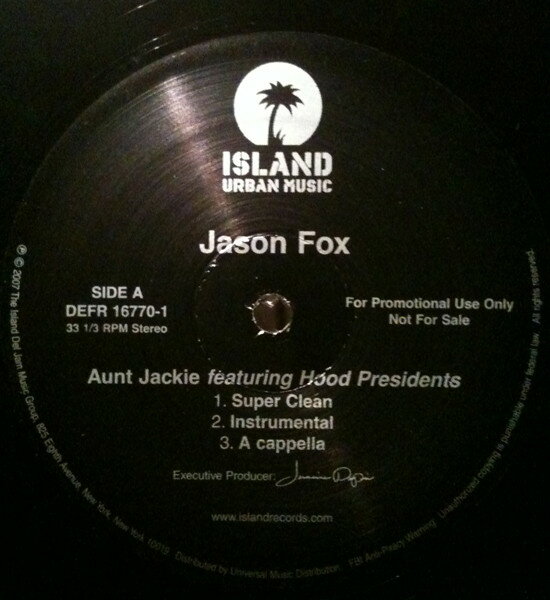 【中古】米12” Jason Fox Aunt Jackie DEFR167701PROMO Island Records, Def プロモ /00250